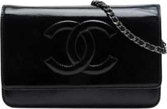 Chanel Pre-owned Wallet On Chain - Dames - Vintage Schoudertas - Zwart - ONE Size - Leer - Vintage