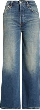 Re/Done High Waist Crop Wide Leg Jeans in Smoke Water at Nordstrom, Size 28