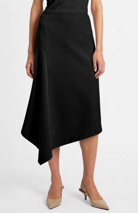 Santorelli Myna Asymmetrical Midi-Length Skirt in Onyx at Nordstrom, Size 14