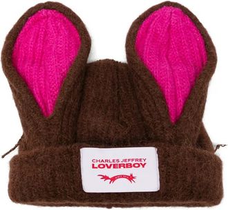 Charles Jeffrey Loverboy Artisanal rabbit beanie - Bruin