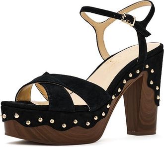 Jessica Simpson Samintia Block Heel Platform Sandals Womens Sandals Black : 6.5 M, Leather