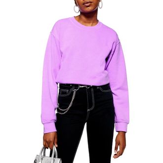 Topshop Washed Neon Sweatshirt in Purple at Nordstrom, Size Medium