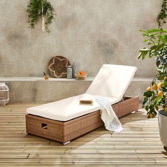 Sweeek Lettino prendisole in resina intrecciata multiposizione