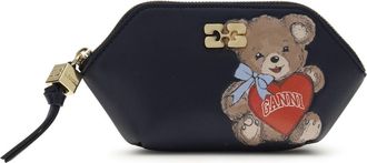 Ganni Womens Coin Purse Bou Black-Iris Recycled Leather Wallets & Purses Black/iris