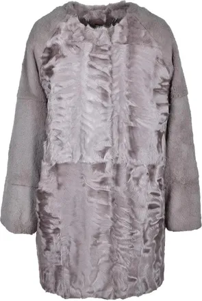 Manzoni24 Leather Coat - Grey