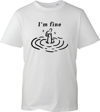 Generic Im Fine Sarcastic T-Shirt - Funny Drowning Man Thumbs Up Graphic Tee - Relatable Humor Gift (White, L Years)