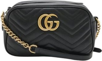 Gucci Pre-owned Cross Body Bags, female, Black, Size: ONE SIZE Pre-owned GG Marmont Leather Shoulder Bag