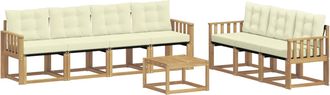 vidaXL Conjunto De Sof&aacute;s De Exterior 8 Uds. Blanco Y Crema Vidaxl