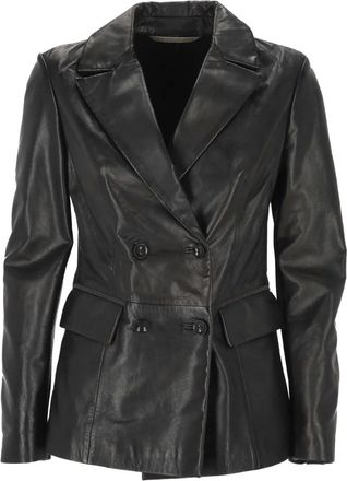 The Jackie Leathers Giacca doppiopetto con inserti - Nero