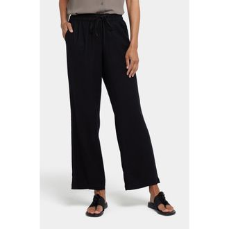 NYDJ Relaxed Tie Waist Linen Blend Pants in Black at Nordstrom, Size X-Small P