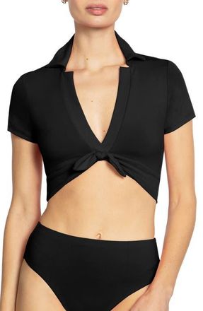 Robin Piccone Ava Shirt Bikini Top in Black at Nordstrom, Size X-Small