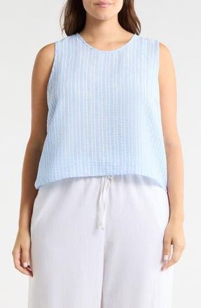 Renee C Stripe Sleeveless Cotton Top in Chambray at Nordstrom Rack, Size 3X