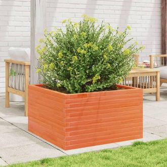Berkfield Home Decorative Garden Planter Wax Brown 80x80x45.5 cm Solid Wood Pine