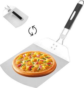 OEM Pala Para Pizza, Juego De Palas Para Pizza De Acero Inoxidable, Pala Deslizante Para Pizza Con Mango Plegable, Juego De Palas Para Pizza Con Cortador 