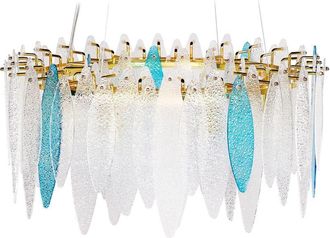 Beliani Chandelier Pendant Lamp Hanging Light Round Glass Shade Iron Base Living Room Modern Glamour Style Multicolour Malacca