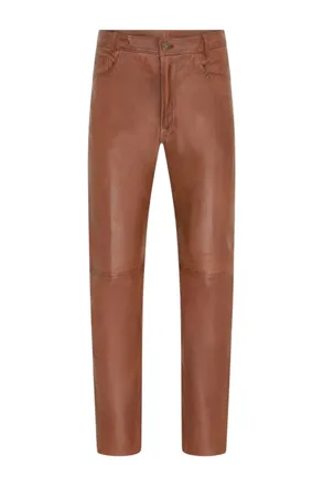 Infinity Leather Mens Tan Lamb Leather 501 Biker Jeans - Istanbul