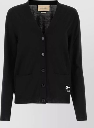 Gucci stretch wool blend v neck cardigan