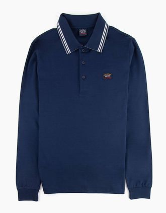 Paul & Shark Mens Paul And Shark Tipped Longsleeve Polo Shirt Navy - Size: 38