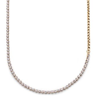 Lucl&eacute;on Amager | Goldfarbene Zirkonia-Edelstahl-Halskette