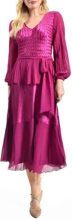 Komarov Long Sleeve Peplum Dress in Magenta at Nordstrom, Size Large