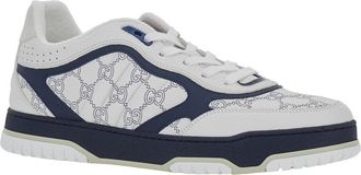 Gucci Mens Low Top Sneakers Re-Web White Leather Calf Trainers