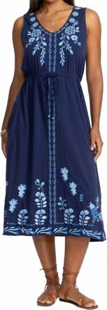 Johnny Was Yadira V-Neck Drawstring Knit Dress - Plus In Blue Night