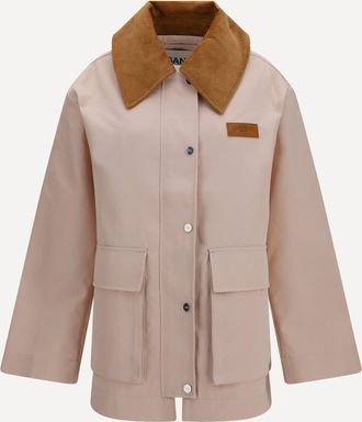 Ganni Giacca in twill con dettagli scamosciati Woman XXS-XS