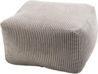 Macabane Puf cuadrado de terciopelo de canalé gris perla