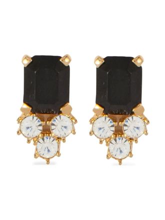 Nina Ricci 1980s black-stone gold-tone earrings