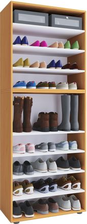 ebuy24 Ebuy24 - Estante De Zapato De Madera Vcm Dimensiones: Al. 183 X An. 70 X P. 37 Cm Armario Multiusos 9 Compartimentos Sin Puertas - Lona (haya)