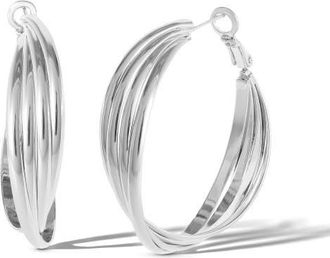Jessica Simpson Hoop Earrings Gold or Silver Tone in Silver, Gold at Nordstrom
