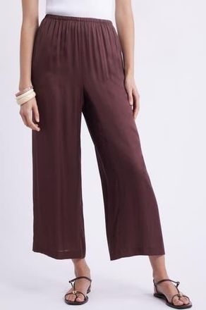 Nordstrom Print Pull-On Satin Crop Wide Leg Pants in Brown Malicacia at Nordstrom Rack, Size X-Large
