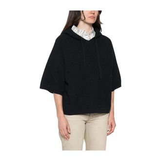 Fabiana Filippi Hoodies & sweatvesten, Dames, Blauw, XS, Hoodie met korte mouwen