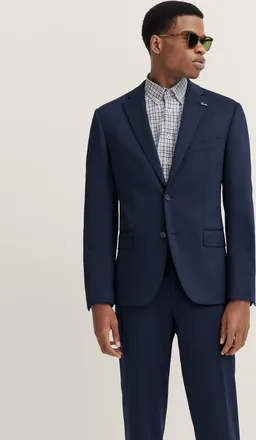 Bugatti Anzugsakko BUGATTI, Herren, Gr. 54, blau (370, marine), 66% Polyester, 21% Viskose, 10% Polyamid, 3% Elasthan, unifarben, normal, Manschette, Sakkos A