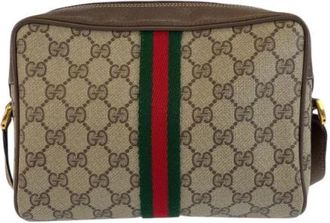 Gucci Pre-owned GG Supreme Canvas Schoudertas - Dames - Vintage Schoudertas - Bruin - ONE Size - Leer - Vintage