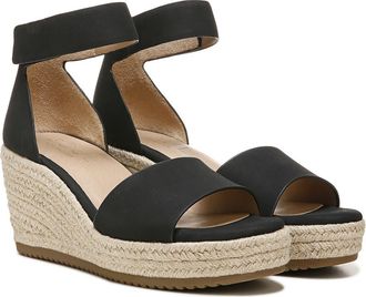 Naturalizer Oakley Ankle Strap Espadrille Wedge Sandal in Black at Nordstrom Rack, Size 9.5