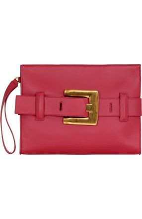 Balmain Anthem smooth leather clutch in Red at Nordstrom