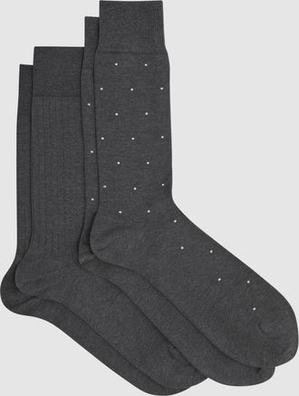 Reiss Charcoal Graham Pack Socks, S & M