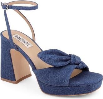 Badgley Mischka Yuki Ankle Strap Platform Sandal in Dark Denim at Nordstrom, Size 5.5