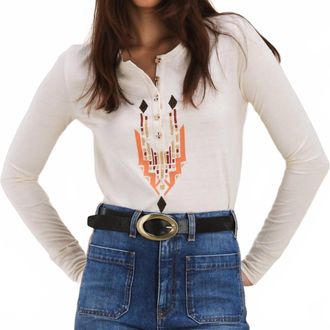 Fortela Embroidered Cotton Long Sleeve T-Shirt In Milk