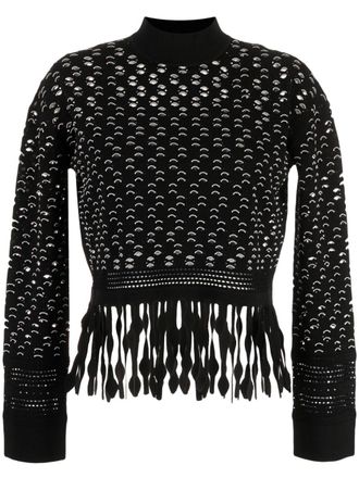 SIMKHAI Roman fringed jumper - women - Rayon/Polyester/Spandex/Elastane/Nylon - L - Black