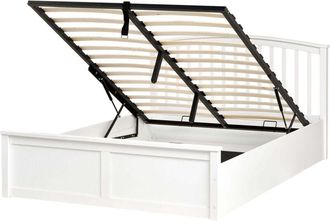 Beliani Letto matrimoniale in legno di pino con contenitore bianco 140 x 200 cm Clarbec