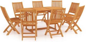 vidaXL Conjunto De Comedor De Jard&iacute;n 9 Piezas Madera Maciza De Teca Vidaxl