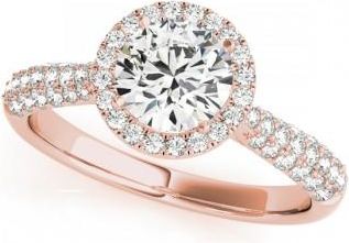 Allurez Tripple Row Diamond Halo Engagement Ring 14k Rose Gold (1.08ct)