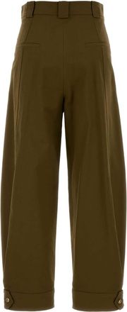 Max Mara Womens Olive Green Stretch Cotton Adorni Pant Kaki Scuro Exterior: Elastane Pantaloni Trousers