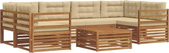 vidaXL Conjunto De Sof&aacute;s De Exterior 7 Uds. Natural Y Beige Vidaxl