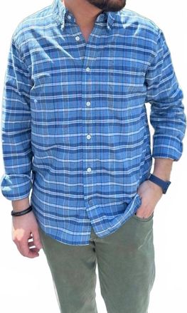 Original Madras Trading Company Classic Button Down Long Sleeve Shirt In Blue Plaid
