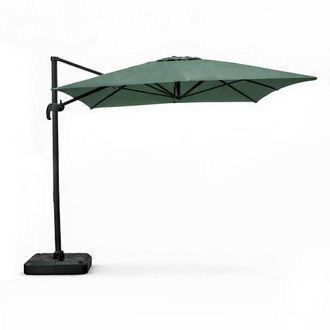 Concept Usine Parasol rectangulaire 3x4m d&eacute;port&eacute; rotatif vert en aluminium