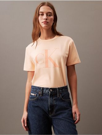 Calvin Klein Jeans Calvin Klein Womens Monogram Crewneck T-Shirt - Orange - XS