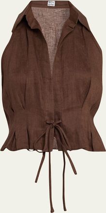 Aexae Sleeveless Linen Drawstring Top